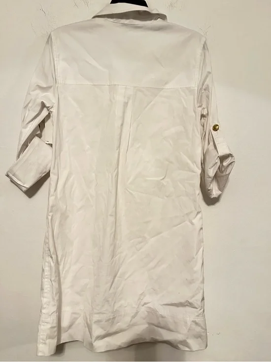 Veronica Beard White Shirt Dress with Gold Buttons - Picture 7 of 7